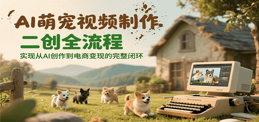 AI萌宠视频制作二创全流程，实现从AI创作到电商变现的完整闭环-云动网创-专注网络创业项目推广与实战，致力于打造一个高质量的网络创业搞钱圈子。
