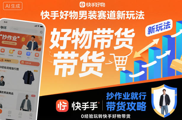 快手好物男装赛道新玩法，抄作业就行，0经验玩转快手好物带货-云动网创-专注网络创业项目推广与实战，致力于打造一个高质量的网络创业搞钱圈子。