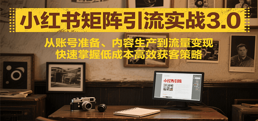 小红书矩阵引流3.0，从账号准备、内容生产到流量变现，快速掌握低成本高效获客策略-云动网创-专注网络创业项目推广与实战，致力于打造一个高质量的网络创业搞钱圈子。
