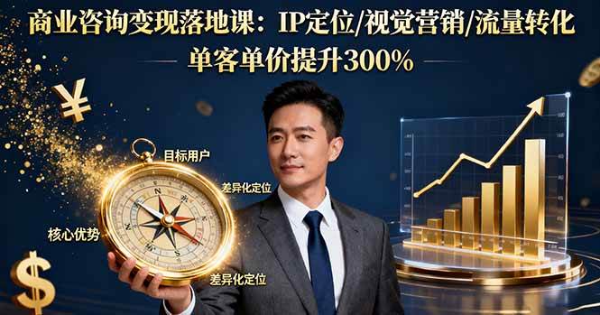 （16249期）商业咨询变现落地课：IP定位/视觉营销/流量转化，单客单价提升300%-云动网创-专注网络创业项目推广与实战，致力于打造一个高质量的网络创业搞钱圈子。